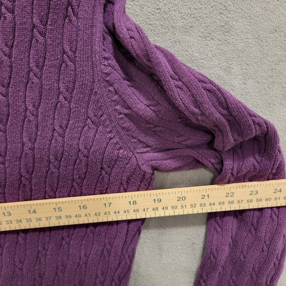 IZOD V Neck Cable Knit Sweater Women's Large Crest Casual Office Warm Cozy Comfy - Picture 5 of 6